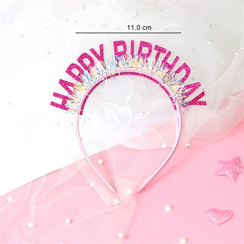 Glitter HAPPY BIRTHDAY Sequin Headband Birthday Decoration Birthday Party Decorations Kids Adult Girl Pink Silver Blue Headbands
