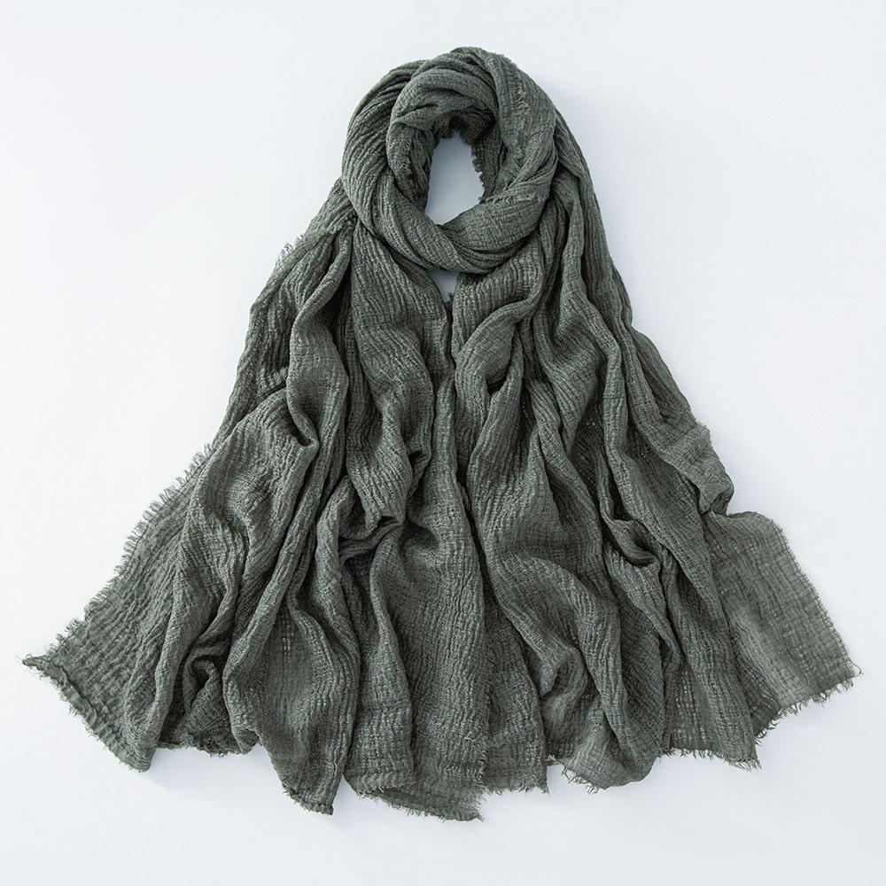 New Cotton Linen Gauze Scarf For Women Girls Spring Autumn Solid Scarves Soft Pashmina Foulard Simple Retro Beard Wrap Shawls
