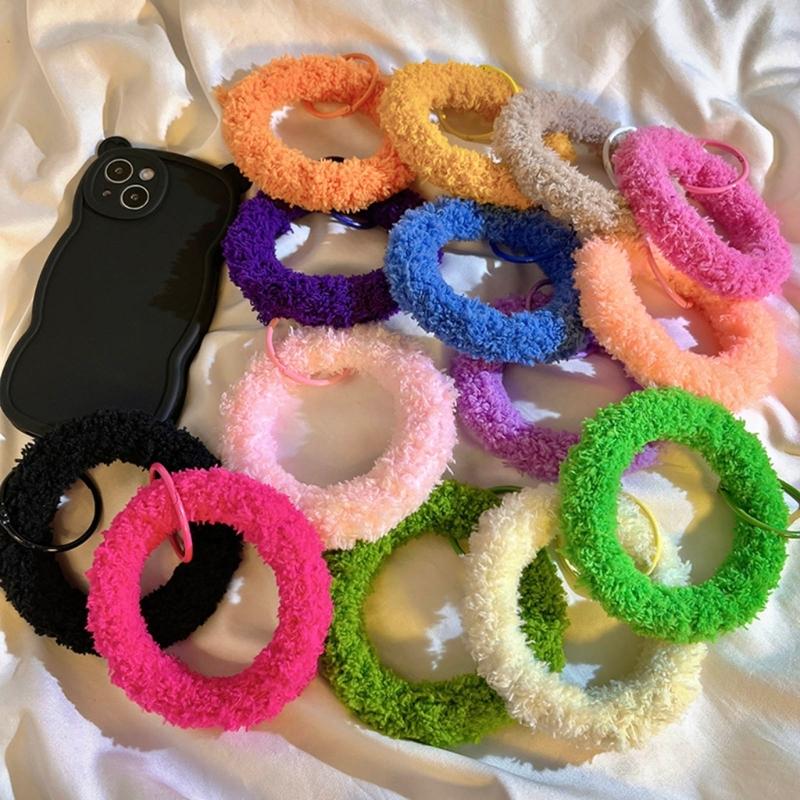 Trendy Phone Accessory Plush Key Organize Anti Drop Keychain Versatile Wristband