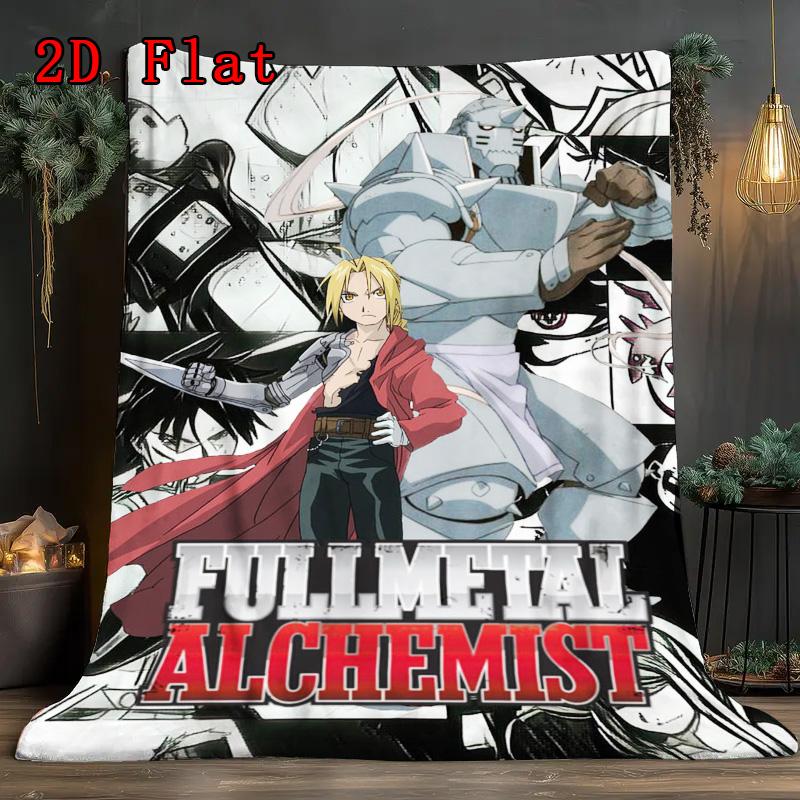 Fullmetal Alchemist 2D Flat Pattern Flannel Blanket High quality All Seasons Warmth and Comfort Perfect for Christmas Gifts.SMT0917267