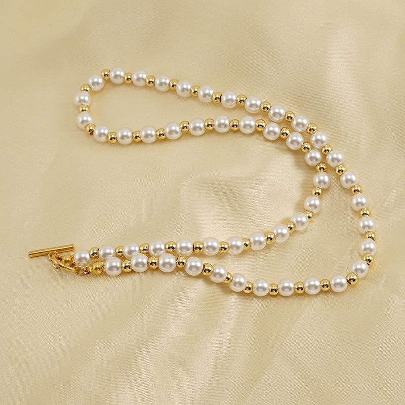 

Европейское и американское жемчужное ожерелье Женское DIY Модное ожерелье-подвеска с OT-застежкой белый