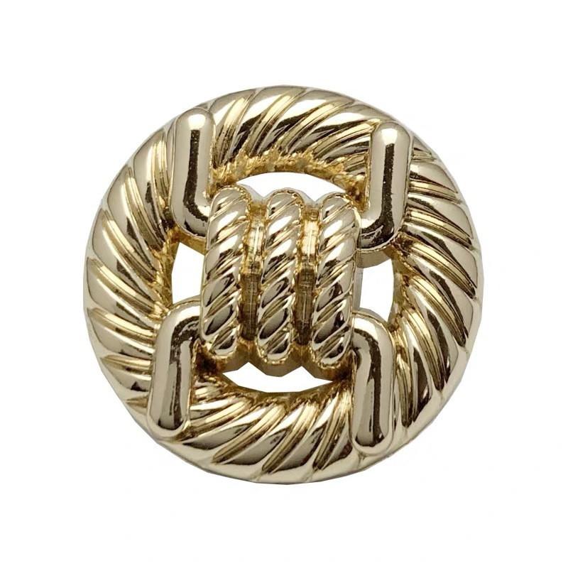 Knotted Design Decorative Buttons for Crafts Sewing Accessories Buttons Golden Metal 20mm Snap Buttons for Clothing Shirt Jacket