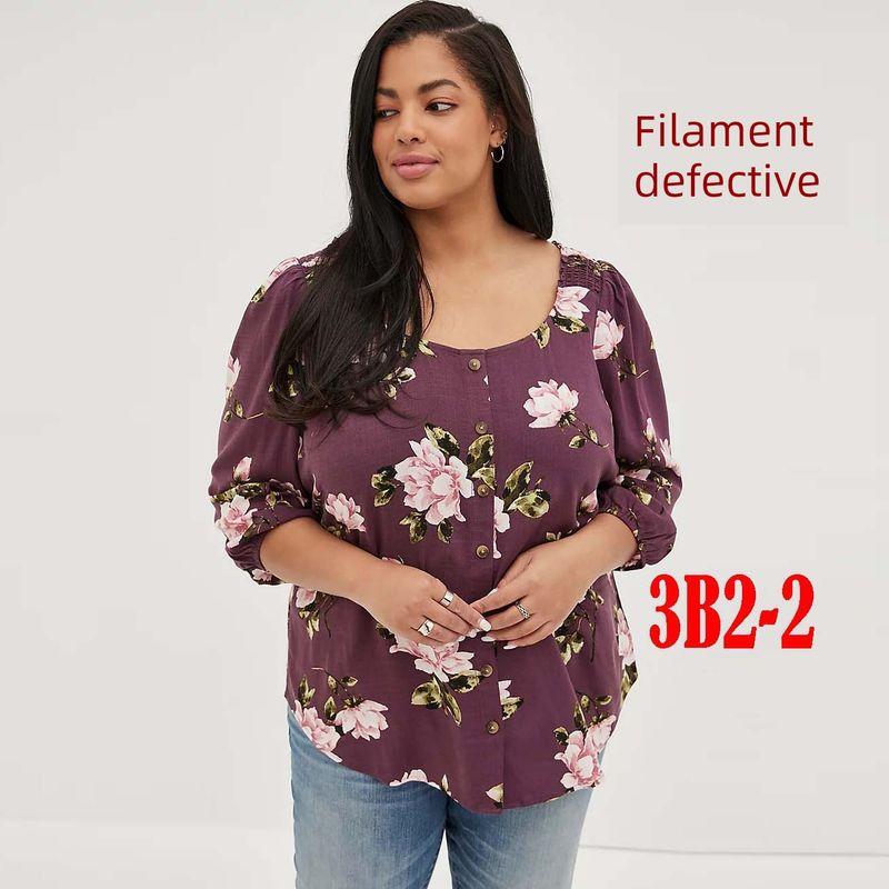 

Chubby Girl Export Loose Three-Quarter-Length-Sleeved T-shirt Thin Top Purple-silk defective 2 pieces