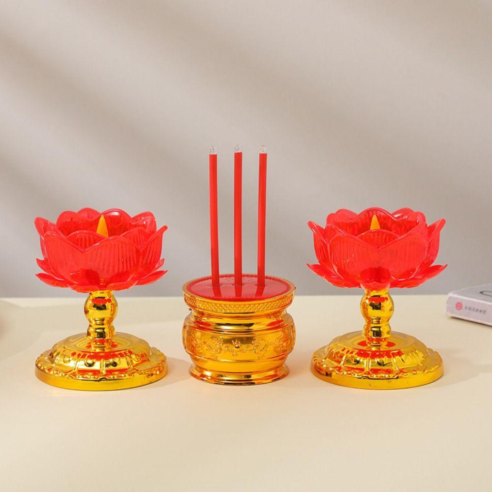2Pcs Creative Electronic Incense Burner Set Lotus Shaped Battery Operated Swing Flameless Candles Waterproof Decorative