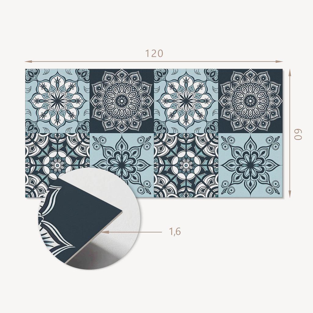 Aesthetic Vinyl Wallcovering with Print 120x60 Cm Mandala Patterns In a Grid