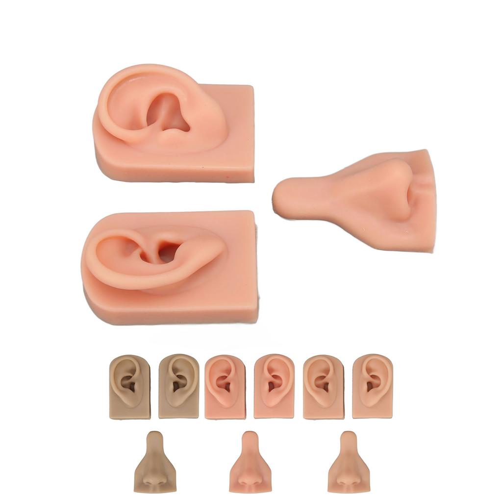 Silicone Piercing Practice Model Simulation Soft Flexible Nose Ears Model for Display Teaching