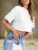 Damen Drop Shoulder Crop Top Kurzarm Y2K Sommer Basic T-Shirt