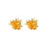 Gold-Plated Peony Flower Stud Earrings - Vintage Light Luxury Style for Women