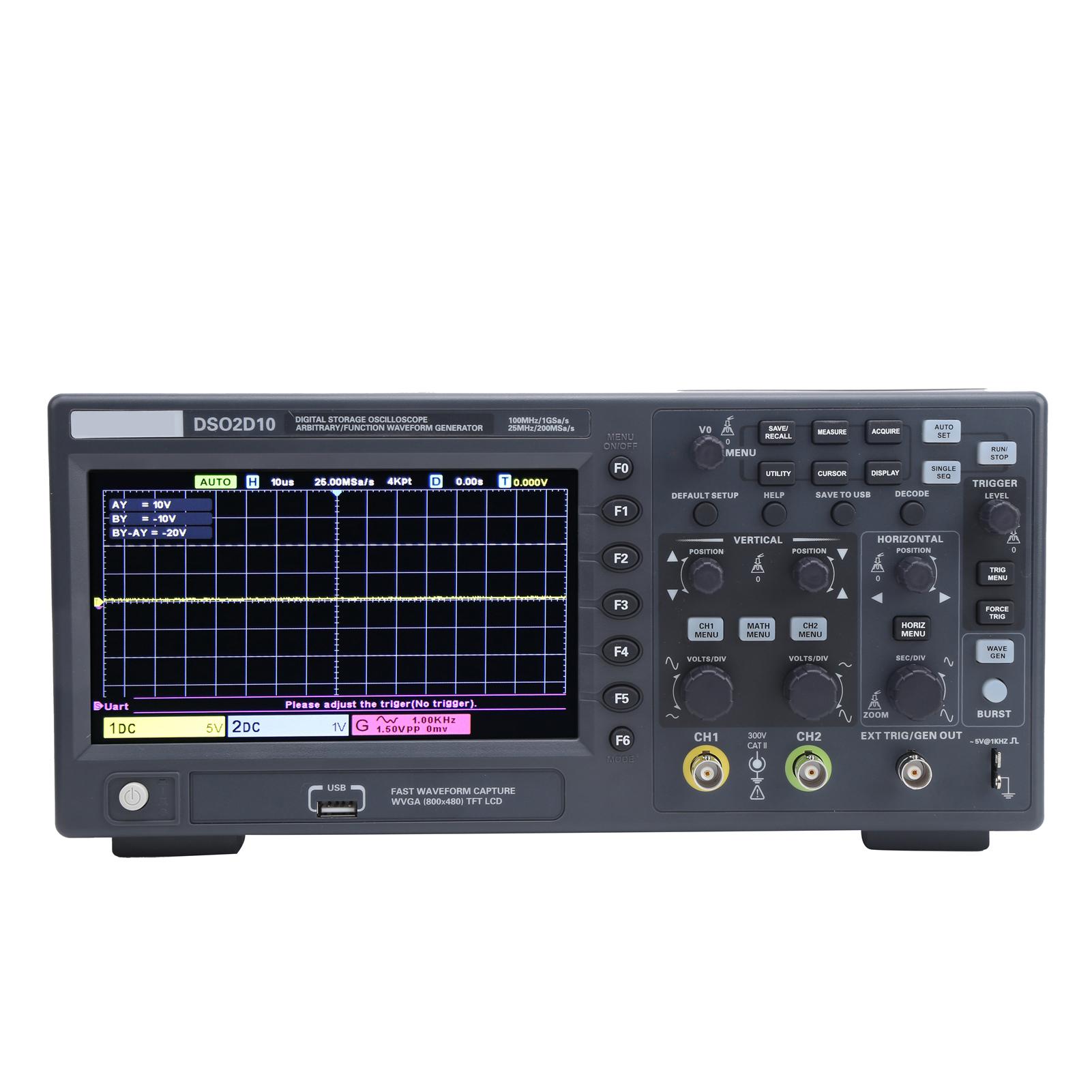 

DSO2D10 2CH Digital Storage Oscilloscope 100MHz 1GSa s 8M with 1CH Signal Source for Electronic MaintenanceUS Plug