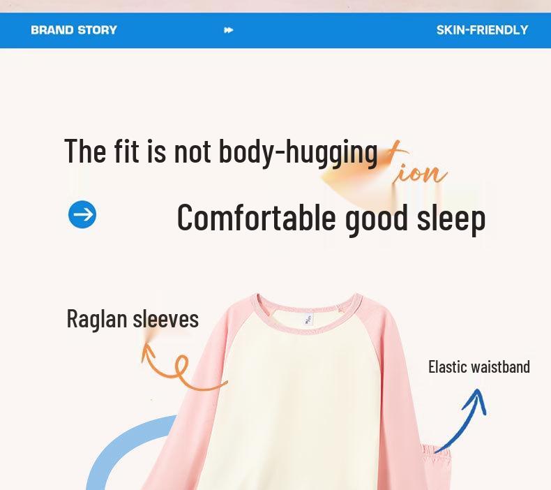 Dziewczęcy komplet piżamy z czystej bawełny z długim rękawem - Miękki, Wygodny i Antybakteryjny na Jesień i Wiosnę
