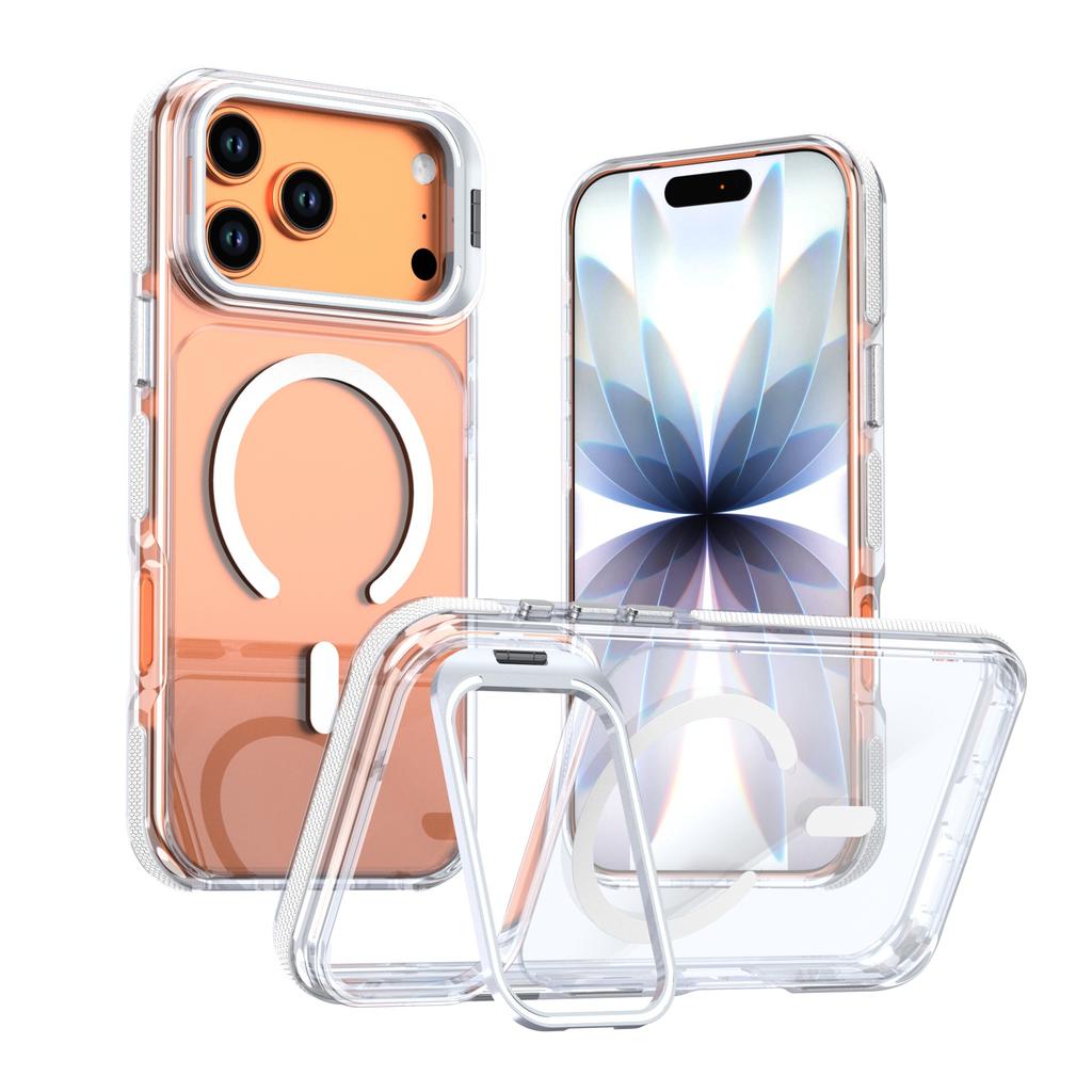Applicable to iPhone17ProMax second-generation communication color magnetic suction bracket mobile phone case Apple 16Pro transparent 15 sets