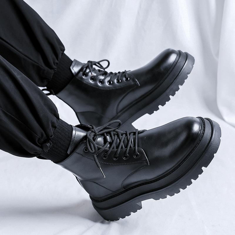 Autumn British style Martin boots men's ins locomotive tooling boots thick sole heightening medium top leather boots short boots 56734-R