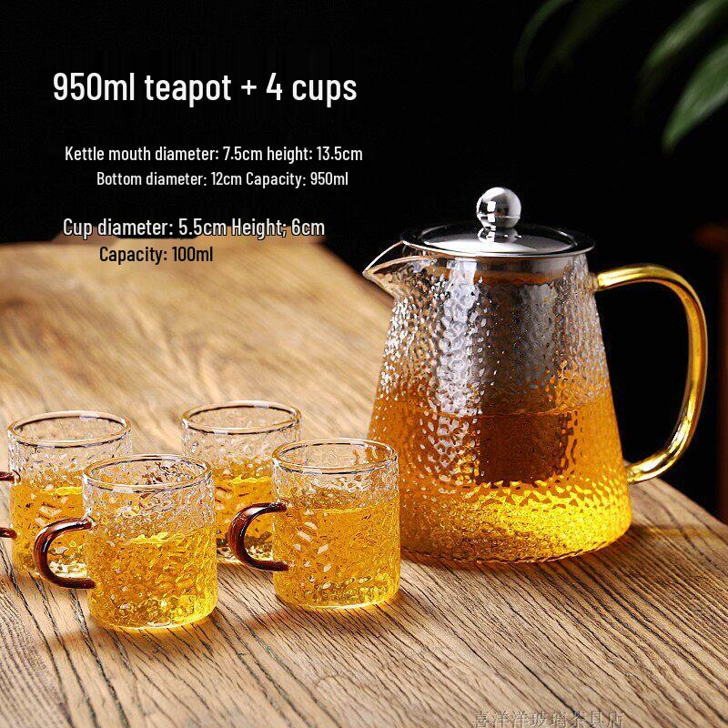Heat-Resistant Glass Teapot Set with Stainless Steel Filter
