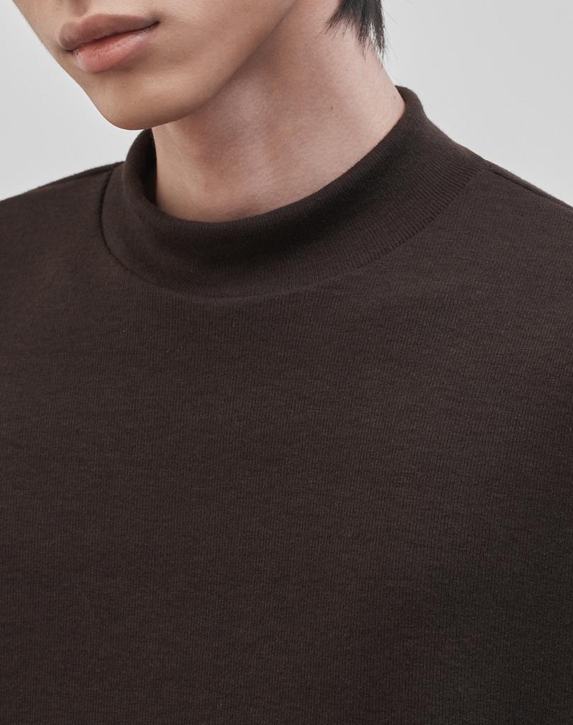 WORK ON BODY OFF Rested Semi-Overfit Mock Neck Knit [Brown]