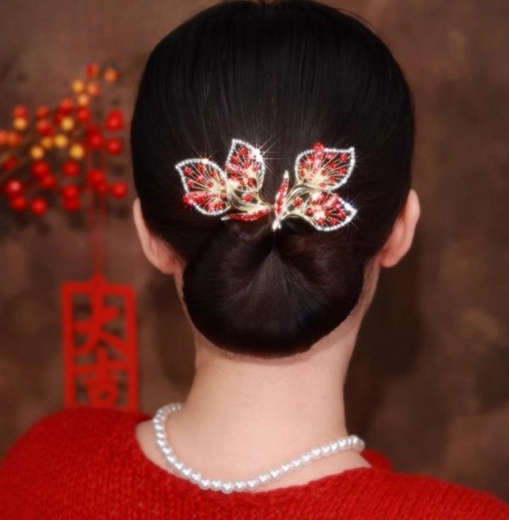 Elegante Retro Pfau Haarnadel Blume Duttspange für Frauen