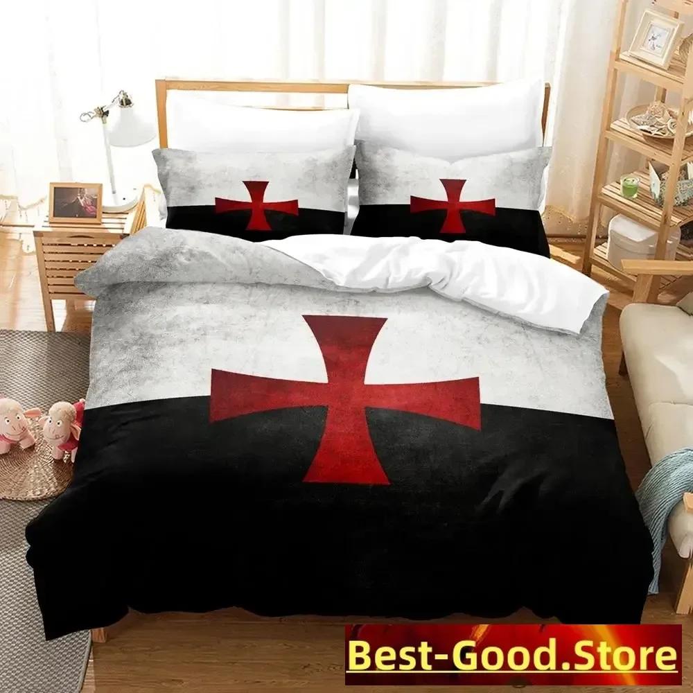 

Christian Knights Templar Beding Set Printed Bed Linen Set With Pilowcase Soft Duvet Cover Soft Single Double Quen Super King-Sized Dimensionsd 120*200cm Single