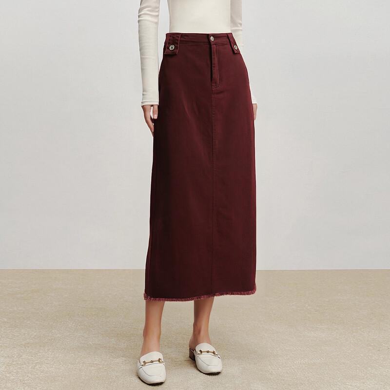 Женская длинная прямая джинсовая юбка с необработанным краем S