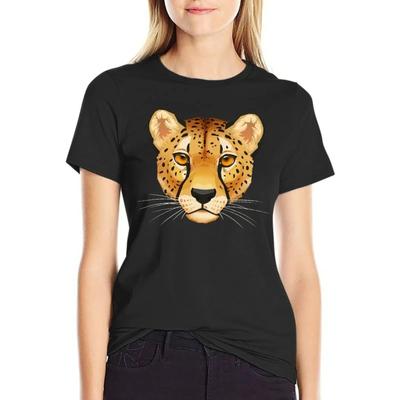 Cheetah Face T-Shirt Cute Tops Cute Clothes Vintage White T-shirt Dress for Women Sexy