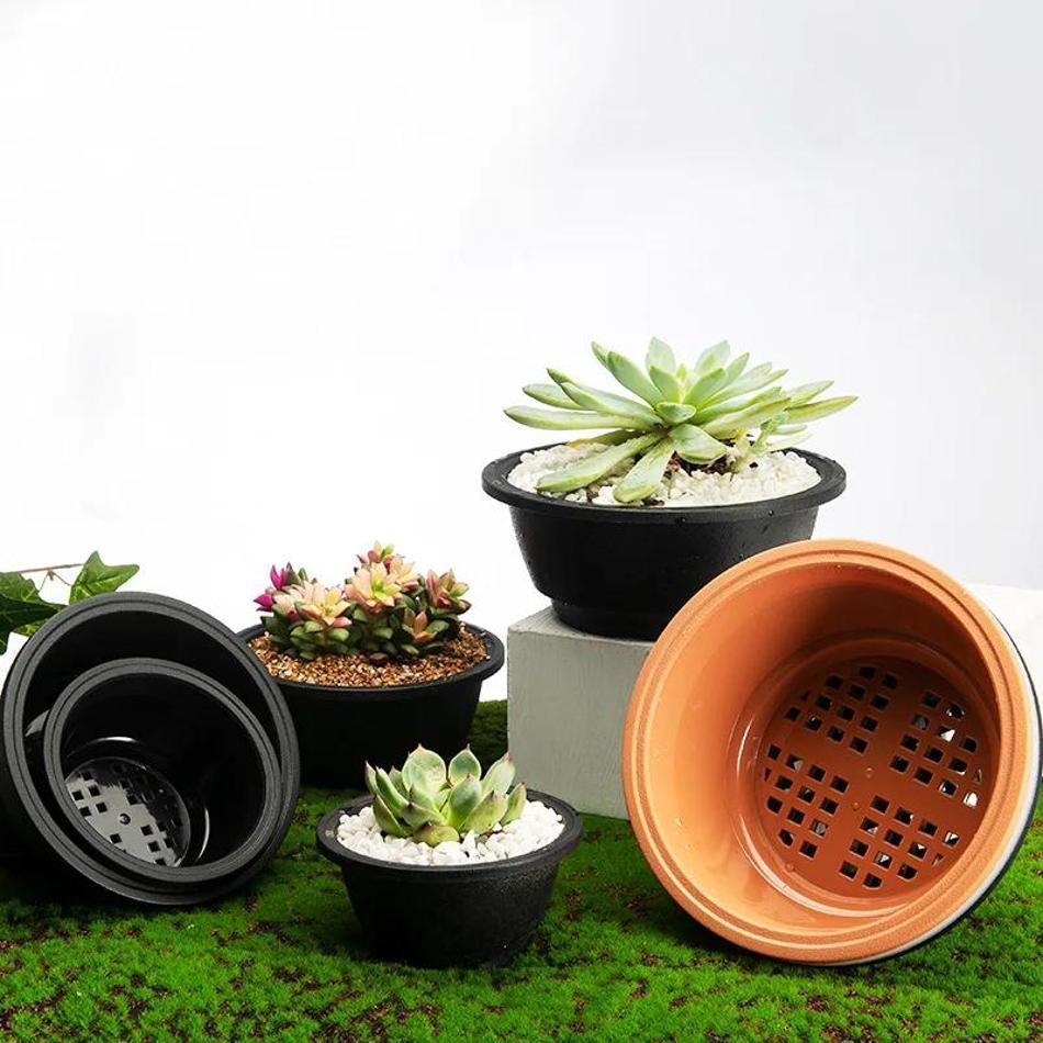 1 Pcs Large New Succulent Pot Plastic Round Succulent Flower Pot Dwarf Pot Horticultural Flowerpot