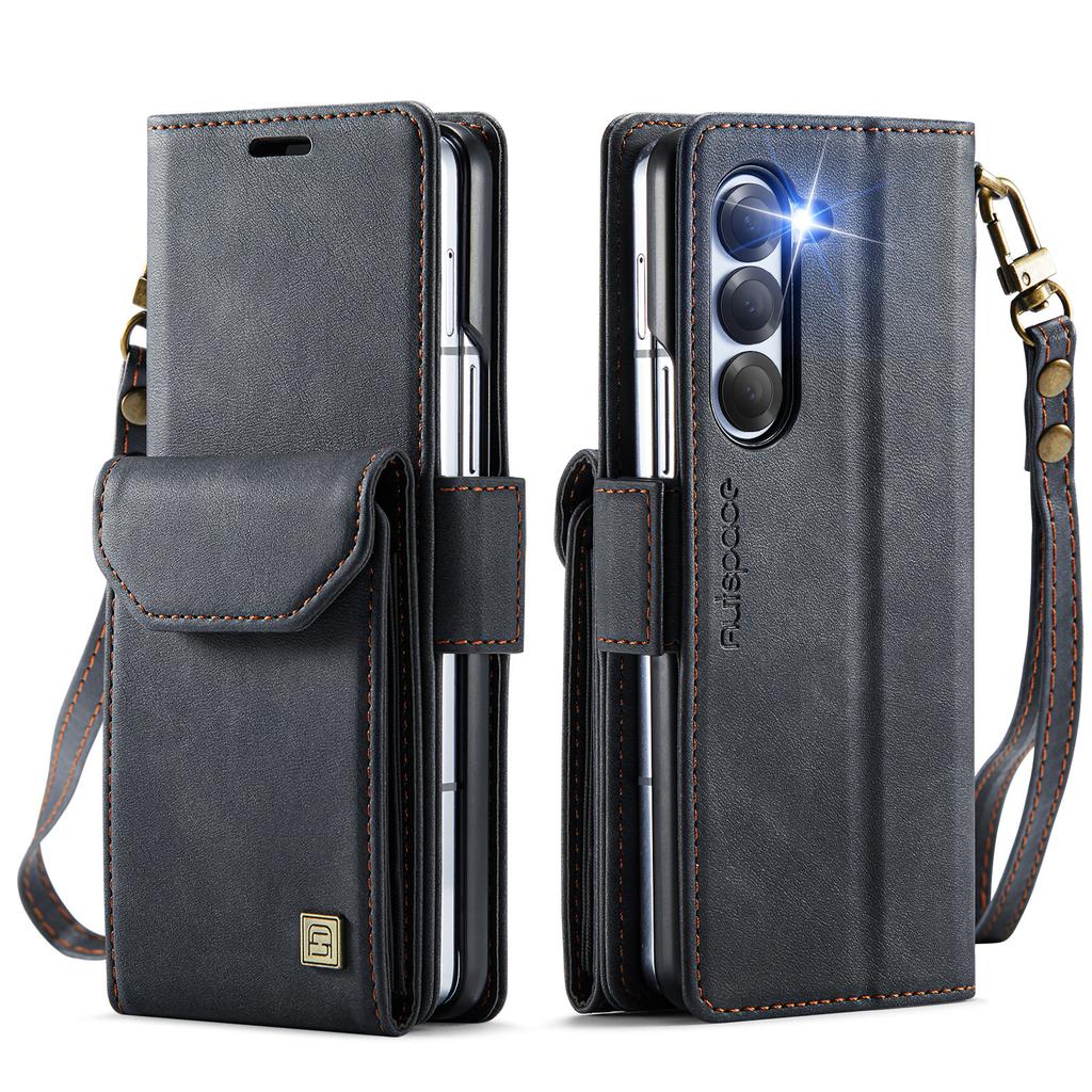 Suitable for Samsung Z Fold6 Phone Case, ZFOLD5 Phone Leather Cover with Card Slot and Wallet, Foldable Flip Cover
