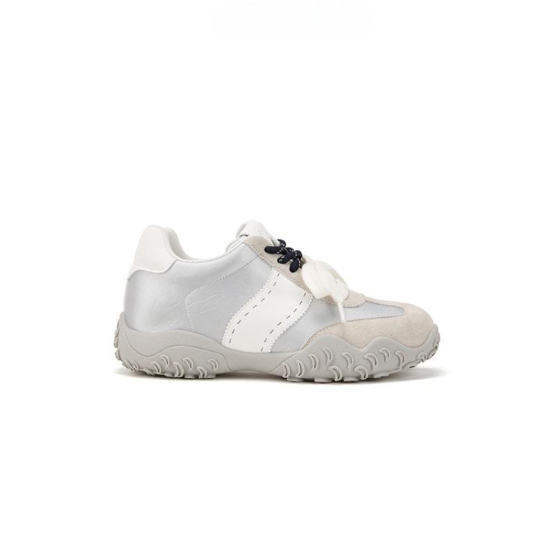 Inner height-increasing mercerized crescent, pearl lace shoelaces, German training shoes, women's 2025 new comfortable