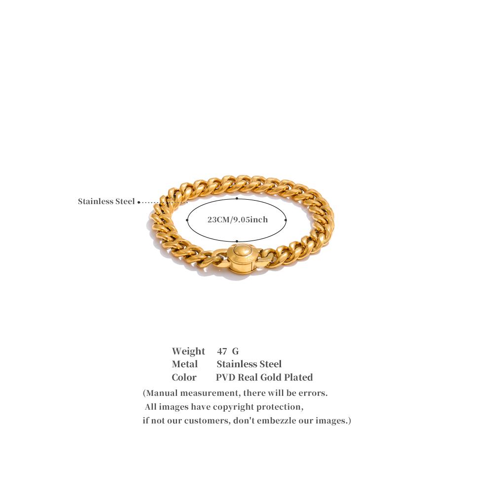 Yhpup Hand Polished Attractive Stainless Steel Cuban Link Thick Bracelet Rust Proof Metal Hip Hop Gift-Worthy Men's Jewelry 2025