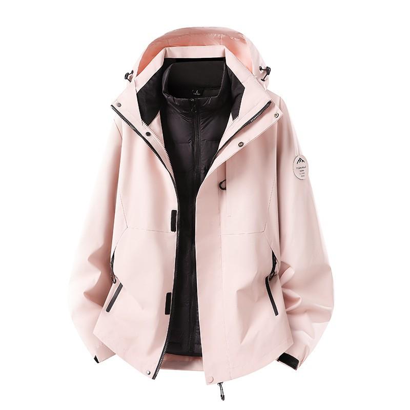 Men Women 3-in-1 Waterproof Windproof Hiking Jacket With Removable Down Liner Outdoor Trekking Camping Winter