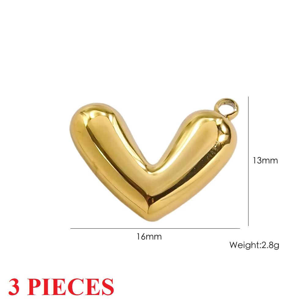 3PCS/LOT CARLIDANA 18K Gold Plated Stainless Steel Oil Drop Heart Charms for DIY Bracelet Necklace Jewelry Making