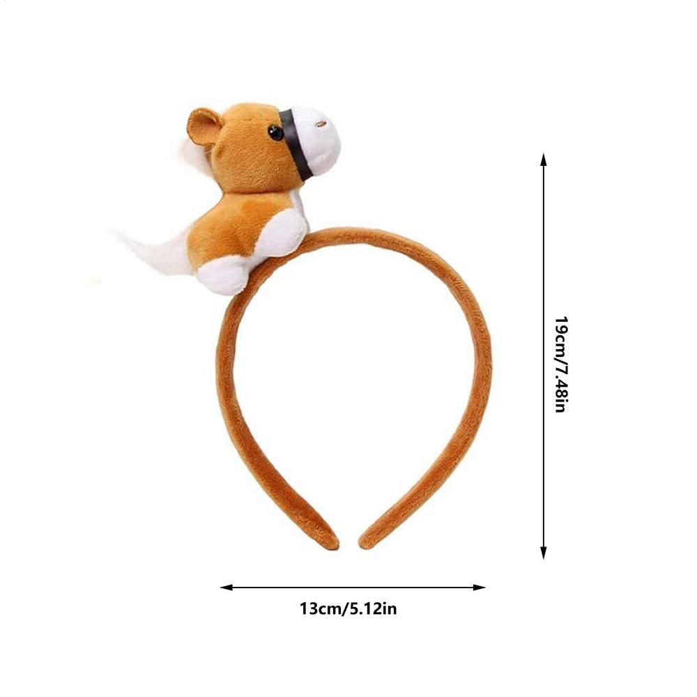 

Horse Headband For Women Cute Cartoon Plush Headgear Kids Horse Headwear For Party Makeup Halloween Cosplay Festival Christmas жовтий