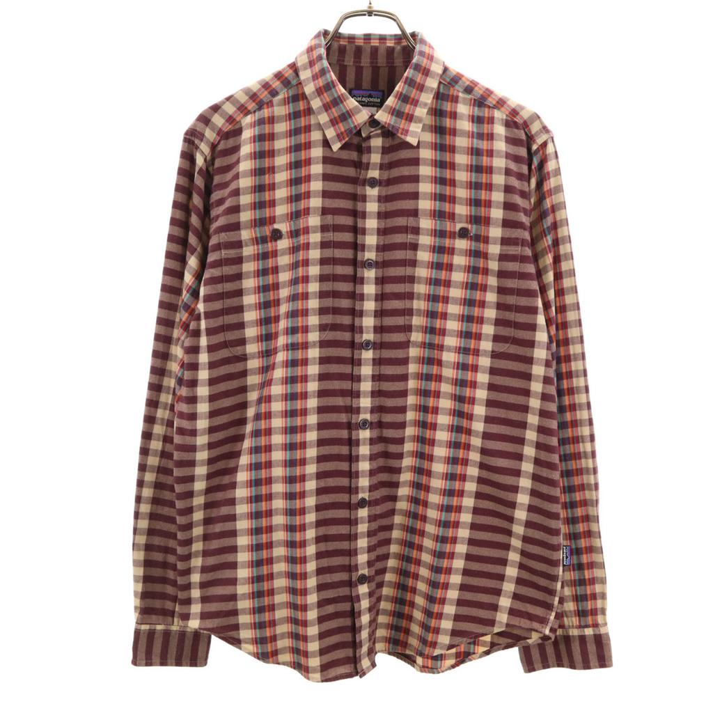 patagonia Check Pattern Long sleeve shirt S Beige 53837 Outdoor Men's Used