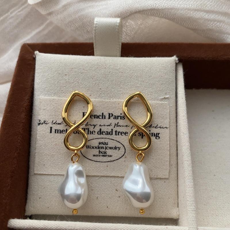 Classic Simple Metal Pearl Earrings, Earrings, Niche High-End Elegant Earrings, Light Luxury, Personalized Charm, Versatile And Elegant
