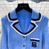 Autumn Winter Wear Embroidery Letter Knitted Sweater Dress Women Polo Single Breasted Designer Temperament Long Dresses