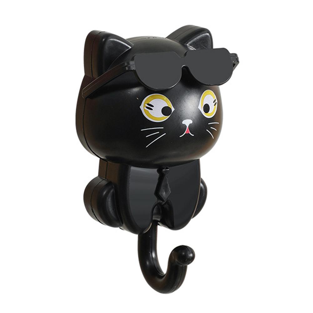 

Creative Cartoon Cat Hook Adhesive Cute Cat Key Holder Kitten Hooks for Coat Scarf Hat Towel Key Bag Wall Decoratives чорний