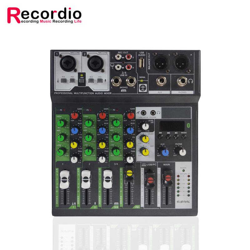 Recordio GAX-6BT 6-канальный мини-микшер Bluetooth со встроенным фантомным питанием 48 В для сценических гитарных усилителей 6-Channel Bluetooth Mini Mixer