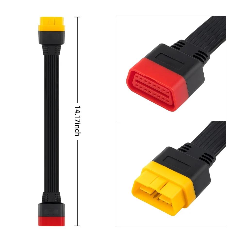 16 Pin Male To 16 Pin Female OBD 2 OBD II Extension Connector For Auto Diagnostic Extending Cable 14 Inch