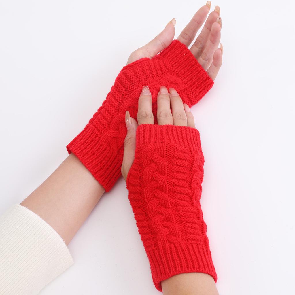 Short Twist Fashion Gloves for Men and Women In Autumn and Winter New Korean-style Knitted Woolen Half Finger Exposed Warm Wrist Guards