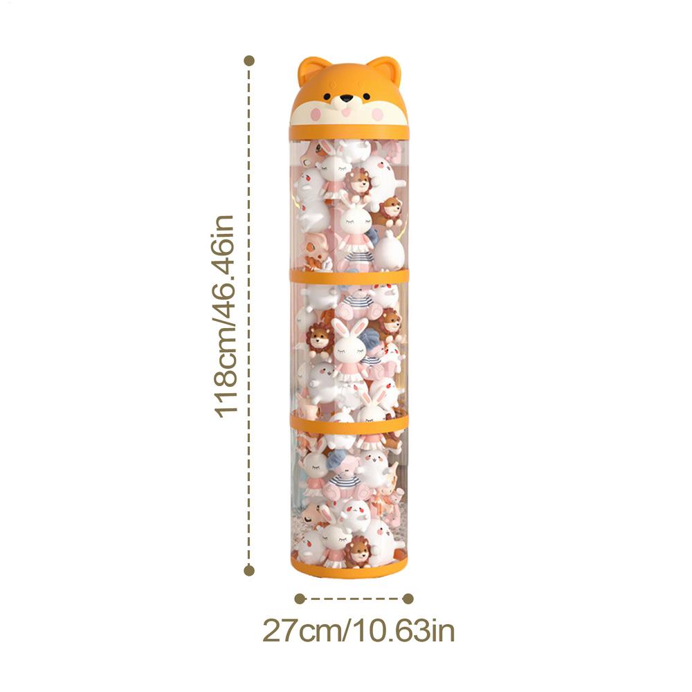 Plush Storage Organizer Toy Tube Stuffed Animal Storage Large Capacity Clear Container with Wheels Stuffy Holder Cute Room Decor