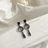 Korean Dongdaemun 925 Sterling Silver Opal Waterdrop Studs with Sparkling Diamonds