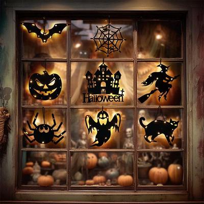 Halloween Door Decorations Acrylic Hanging Scary Spooky Pumpkin Lights Spooky Road Decoration