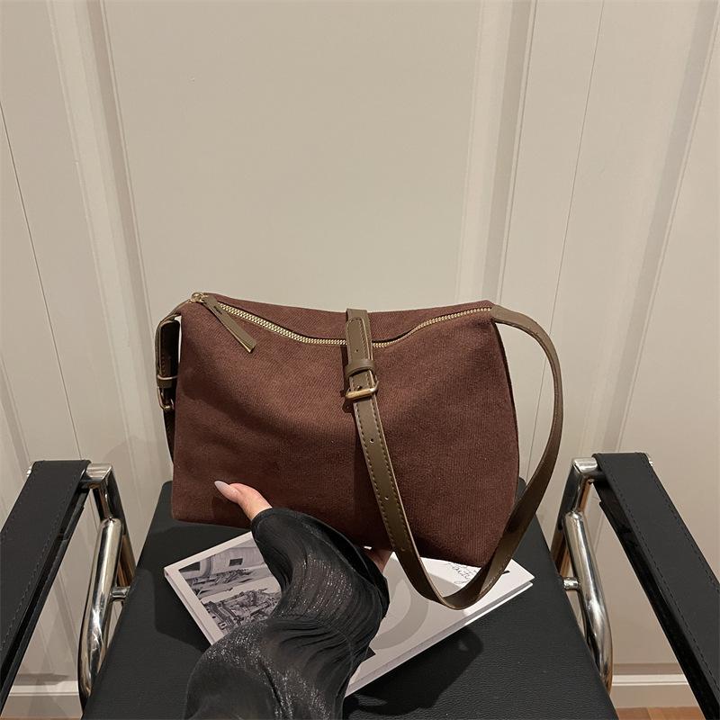 New Suede Lazy Wind Tote Bag Leather Matte Commuter Large Capacity Women's Bag Shoulder Crossbody Armpit Bag