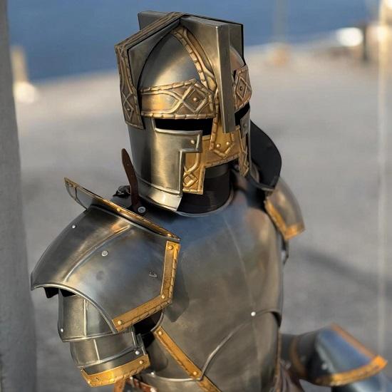 Moria Dvärg Dvärgstål Riddarrustning Kostym Helkroppsrustning Med Kyrass, Benskenor, Hjälm Cosplay Larp Helkroppsrustning