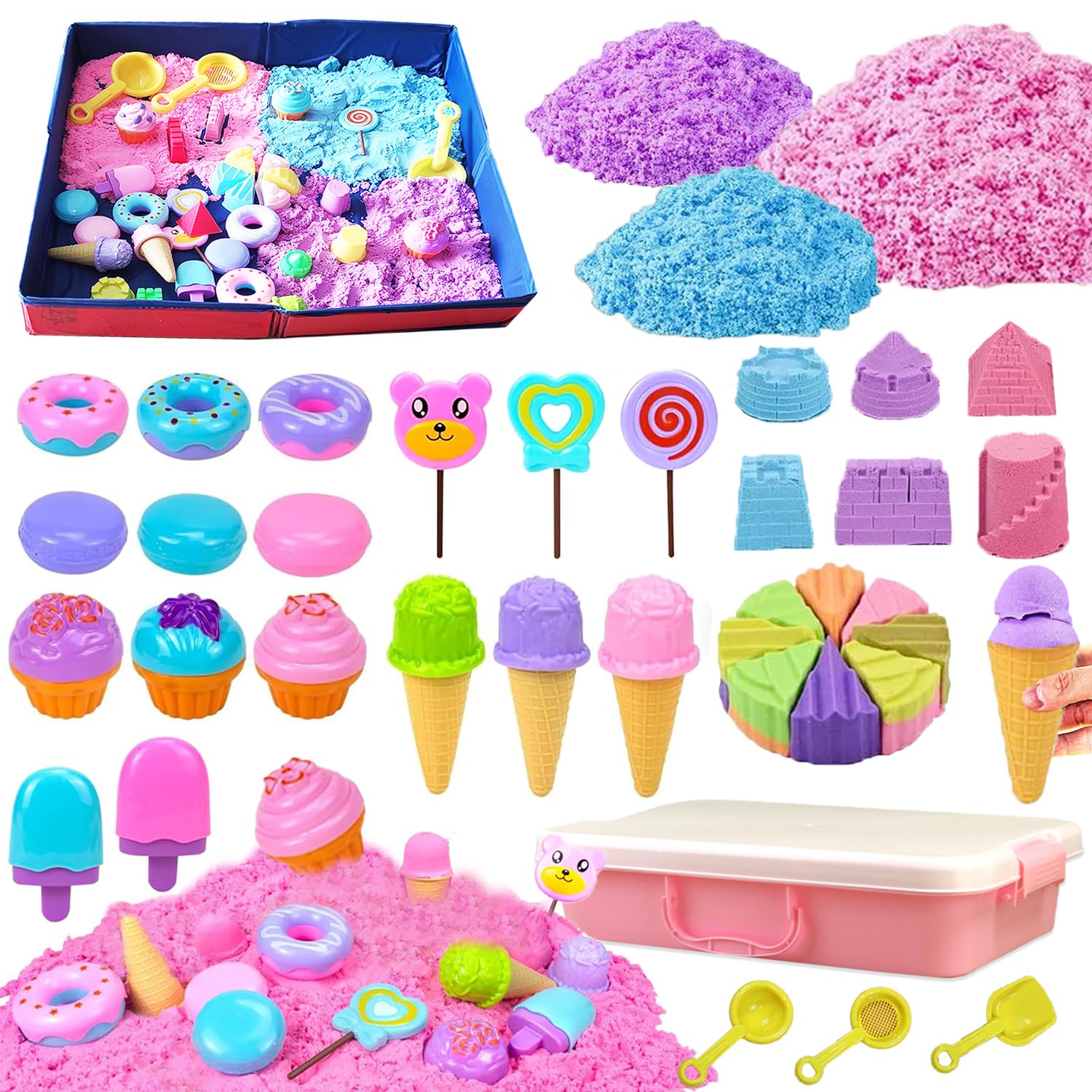 

Набор для песочницы La Gacela Indoor Sandbox Set Игровой песок для помещения Формочки для игры с песком Песочная глина КГ Ящик для хранения Складной бассейн Игрушка для игры с песком Набор для ролевых игр 2.0