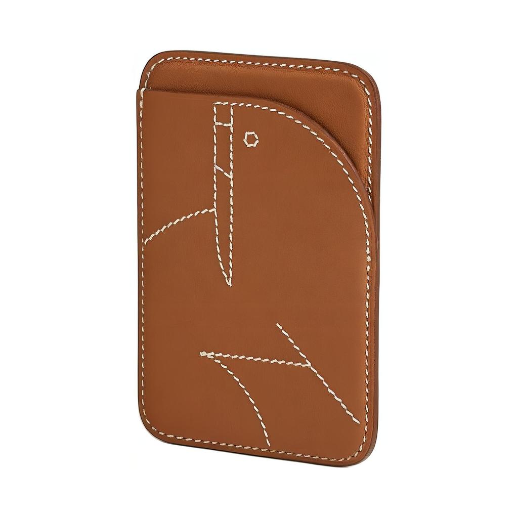 Hermes Magsafe Morse Magnetisch Schnell Leder Kartenhalter Unisex Kartenhalter Gold H000273137