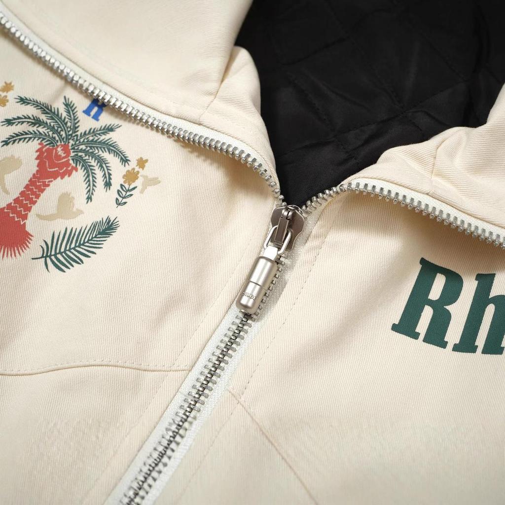 American High Street RH Retro Patchwork Coconut Tree Logo Zipper Jacket for Men & Women