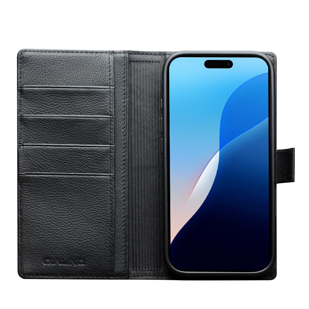QIALINO For iPhone Air Case Compatible with MagSafe Detachable Genuine Cow Leather Wallet Phone Cover