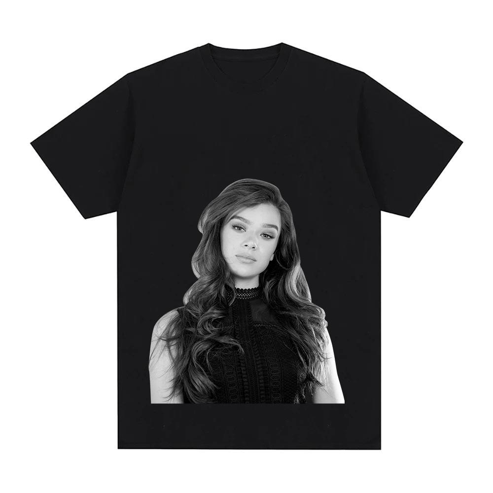

Hailee Steinfeld T-Shirt Round Neck Short Sleeve Tee Graphic Printing T Shirt Casual Fashion Cotton Clothing XS чёрный