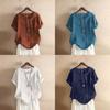 T-shirt in Cotone e Lino da Donna con Vestibilità Larga e Maniche Corte per Uso Casual