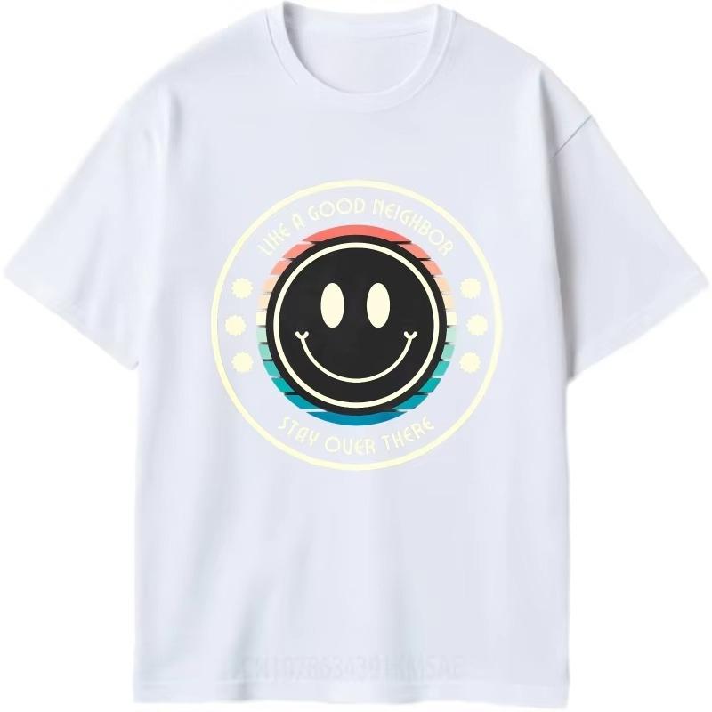 Fashion Tshirt Printed Boys Round Neck Tshirt Casual Like A Good Neighbor Stay Over There Cool Tops Minimalist Teeshirt L