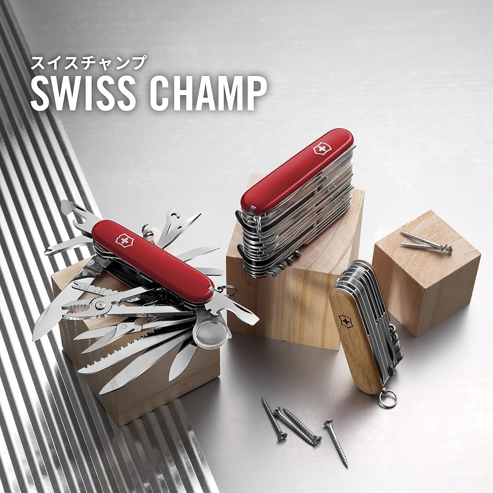 Victorinox SwissChamp Black Multi-Tool with 33 Functions, Pliers, Scissors, and Magnifier Camping Gear