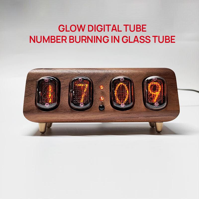 YIZHI Nixie Tube Digital Clock Electronic 4-digit Time Display Creative Retro Desk Clock Decoration Christmas Halloween Gift